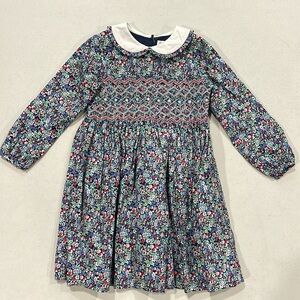 Rachel Riley girls long sleeve floral smocked dress, 
size 3Y